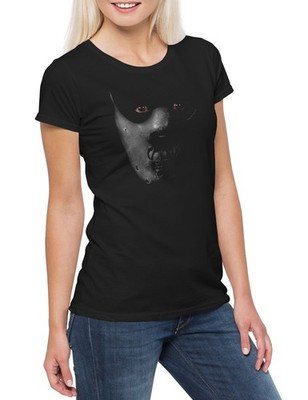 Hannibal Mask Damen T-Shirt Schweigen Face Der Roter Lämmer Maske Drache Red
