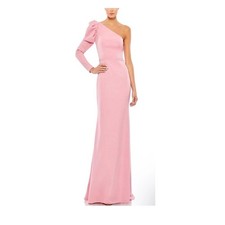 IEENA for Mac Duggal 70149 One Shoulder Puff Sleeve Gown Rose Pink Size 4 NWT