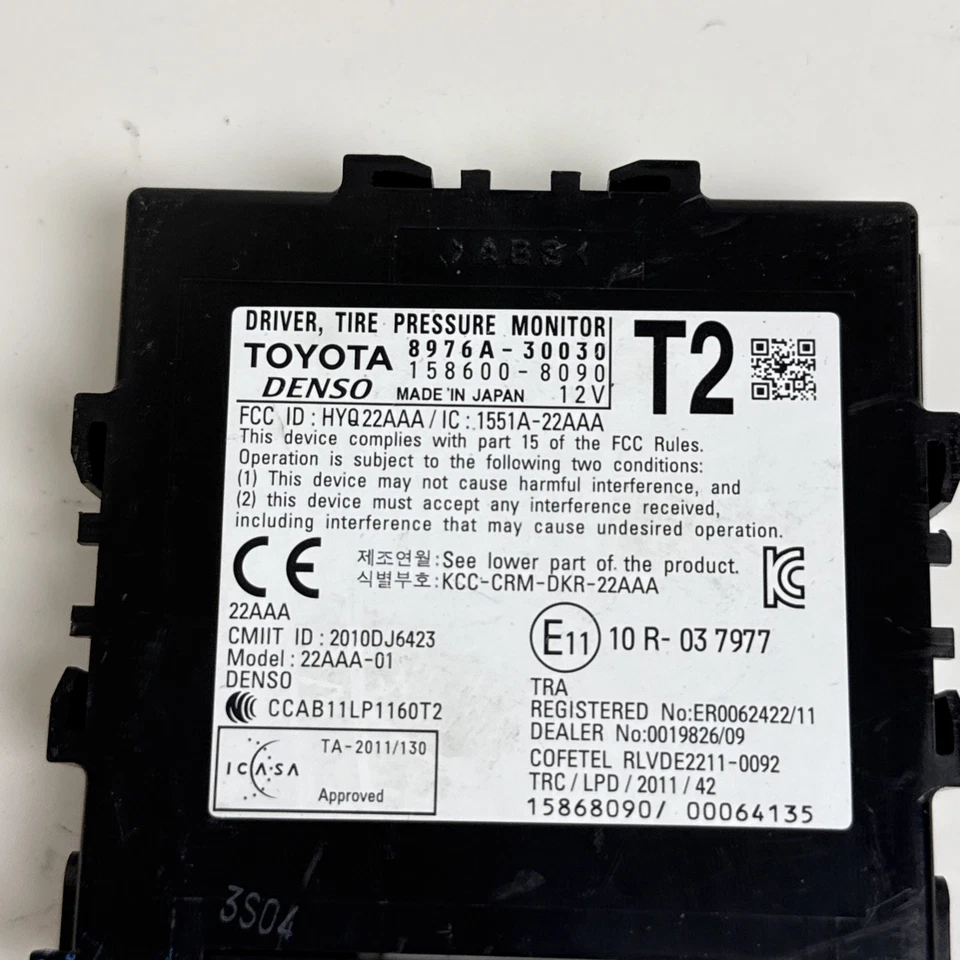 Módulo sensor monitor de presión de neumáticos Lexus NX200T PMS 2015 8976A-30030 OEM Foto 2 de 4