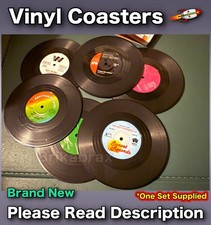6 x Colourful Retro Vinyl Record Disk Coasters for Drinks Vinyl Record Coaster