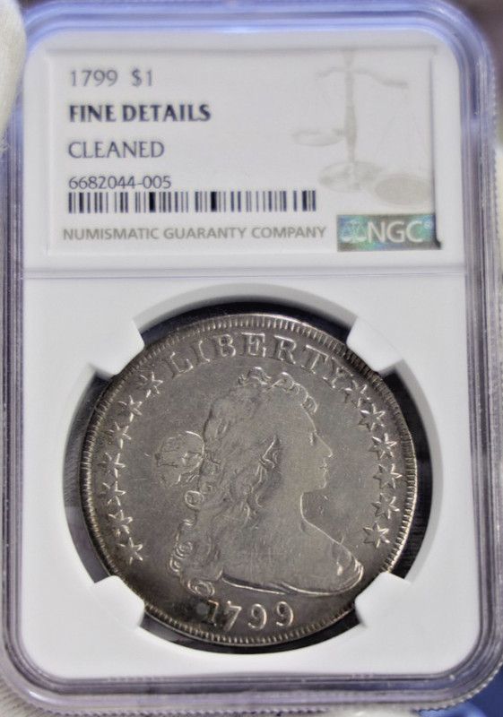 1799 US Bust Silver Dollar $1 NGC Fine Details Cleaned