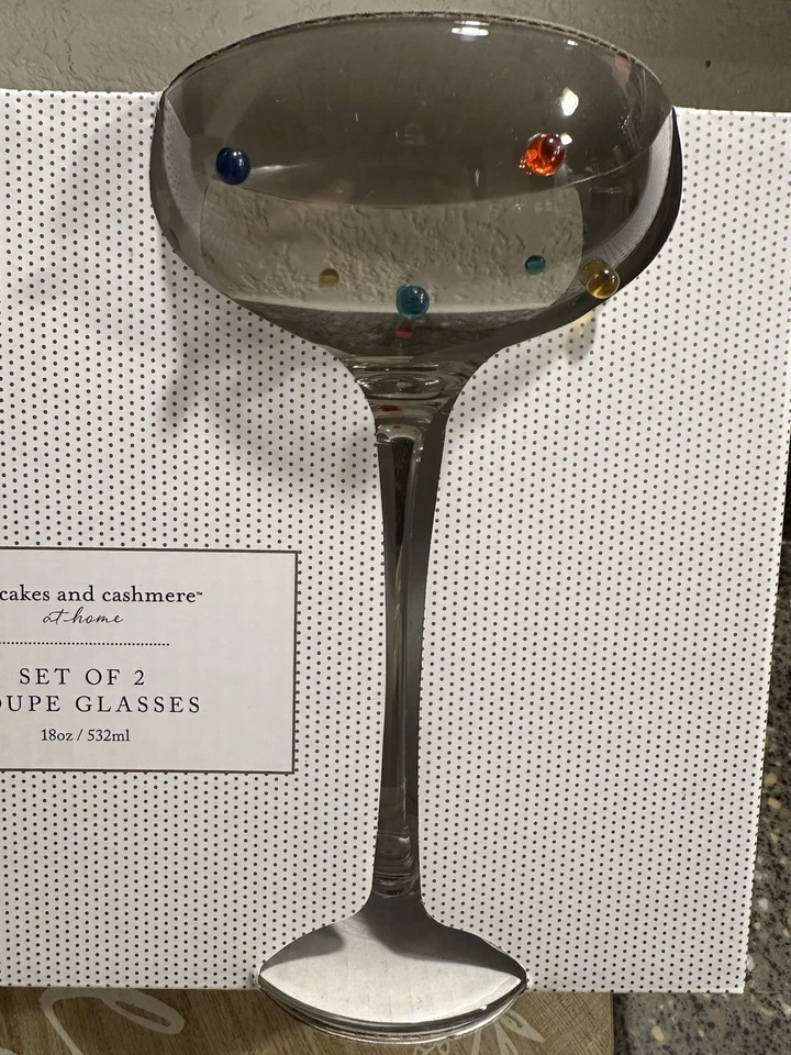 NEW Colorful Rainbow COUPE GLASSES Martini Margarita Cocktail 3D Beaded SET OF 4 - Image 4 of 4