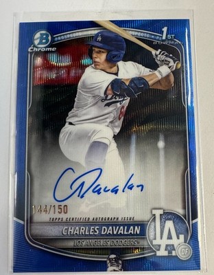 2025 Charles Davalan Dodgers Chrome 1st Bowman Blue Wave Auto #CPA-CD /150