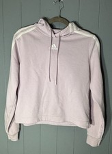 adidas Essentials Women's lavender/White Pullover Hoodie Drawstring 3-Stripes S