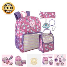 16.5-Inch Sparkle Unicorn 6-in-1 Girls Backpack Set with Lunch Bag  Accessories