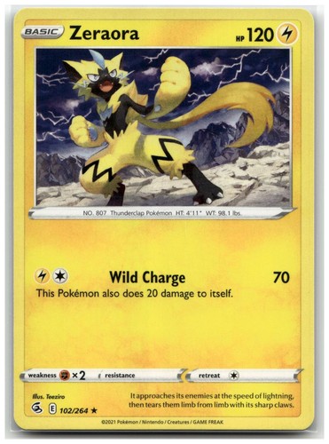 Zeraora 102/264 SWSH08: Fusion Strike Rare Pokemon TCG NM