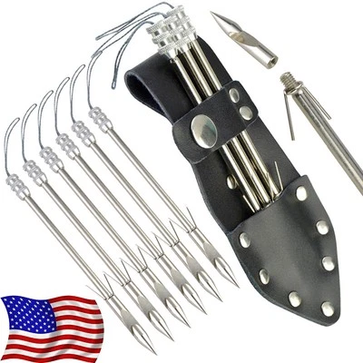 SHARROW 6X Bowfishing Darts Arrowhead Slingshot Catapult Tips Quiver Bow Fishing Hunting