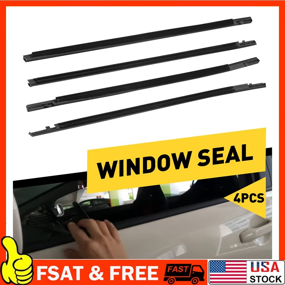 4x Front&Rear Door Moulding Weatherstrip Seal w/Clip for Honda Civic 16-21 4dr Q