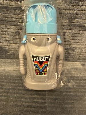 Vintage Toys 80s Robot Water Bottle w/ Straw Canteen INTERPUR Made in Taiwan