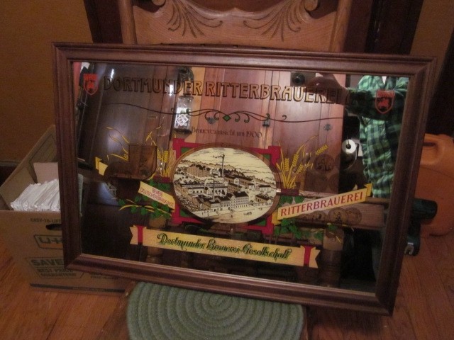 Rare Dortmund Brauerei Gesellschaft Framed Bar Mirror 28x19.5