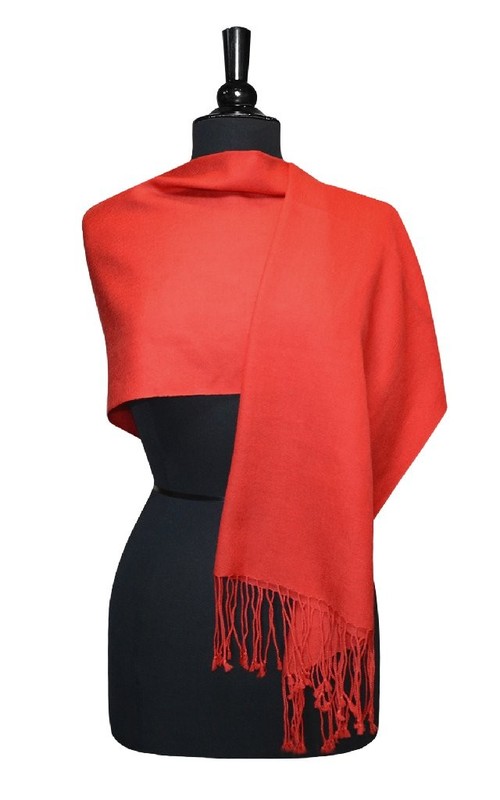 Biagio 100% Wool Pashmina Solid Scarf CORAL PINK Color Womens Shawl Wrap Scarve
