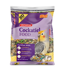 3-D Pet Products Premium Cockatiel Mix Bird Food Seeds, with Probiotics, 9 lb