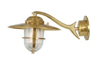 Wandleuchte AußEn Echt-Messing Glas B: 26 Cm IP64 In Messing E27 Maritim Lampe