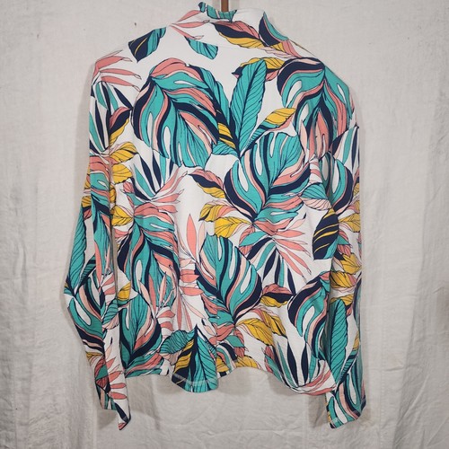 T by TALBOTS sz L tropical floral 1/4 zip pullover top shirt active - Picture 4 of 5