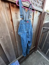 Dickies Dungarees Adult 34x32 Blue Bib Overalls Denim Workwear Carpenter d47
