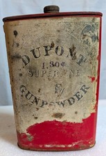 1924 DuPont Vintage Superfine Gunpowder Can Black Powder Tin Container 1 lb
