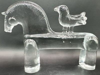 Kosta Boda Noah Series Horse and Bird Glass Figure Bertil Vallien