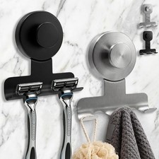 AccEncyc 4 Pack Suction Cup Razor Holder for Shower, 15lbs Heavy Duty Metal H...