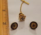 FREEMASON MASONIC MASON G SQUARE COMPASSES TIE CLIP & CUFF LINK CUFFLINKS SET  — photo 2