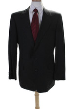 Hickey Freeman Mens Textured Collar Lined Stripped Blazer Black Size EUR 40