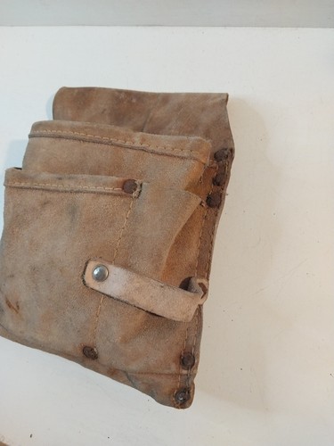Grembiule appaltatore pelle scamosciata marsupio cintura attrezzi vintage - Foto 3 di 7