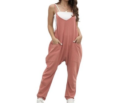 OUFEIYA Blush Baggy Fit With Pockets Jumpsuit Overalls Women Size 6 / M