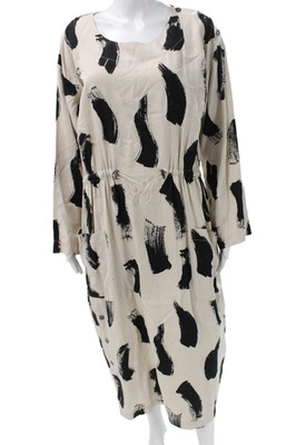 Bitte Kai Rand Womens Shift Dress Beige Cotton Long Sleeve Size XL
