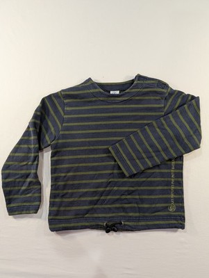 Petit Bateau Navy Green Striped Long-sleeved T-Shirt Top Boys 8 Years
