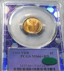 1909 VDB Lincoln Cent Wheat Penny ---- PCGS MS-66+ Red CAC ---- #656C