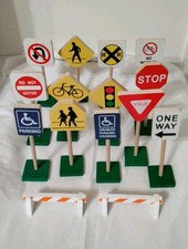 Wooden 15 Piece Warning And Traffic Signs