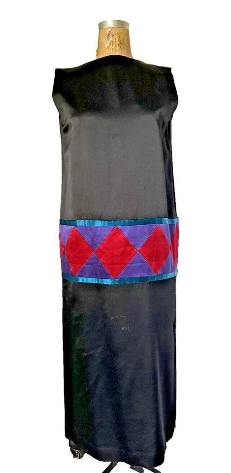 Vestido Perry Ellis Vintage Lana Seda Cambio Negro Púrpura Rosa Sin Mangas LEER S 12 Foto 2 de 4