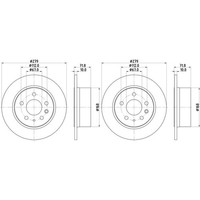 2X Hella Bremsscheiben 279Mm Hinten Passend FüR Mercedes /8 123 Cabriolet