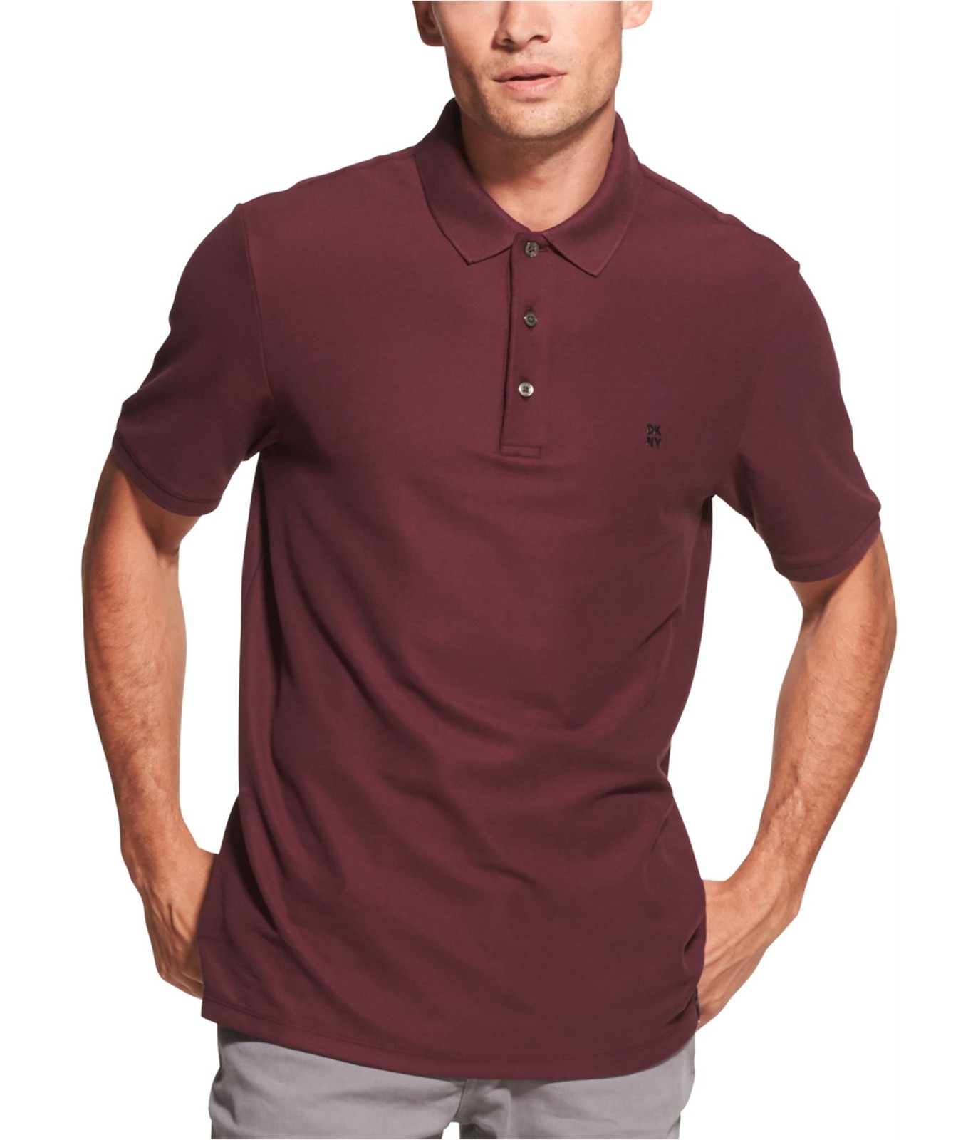 Мужская рубашка поло с однотонным логотипом DKNY красная большого размера 4490₽