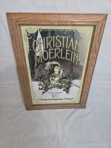 Vintage CHRISTIAN MOERLEIN Mirror Bar Decor Beer Sign Cincinnati Select RARE