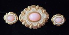 1980s AVON - VICTORIAN SPRING Collection - Brooch & Earrings SET - Pink Cabochon — photo 1
