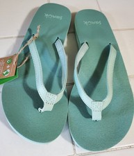 SANUK Yoga JOY II Women's Flip Flops Sandals Women's 8 Slides Aqua Seafoam Blue