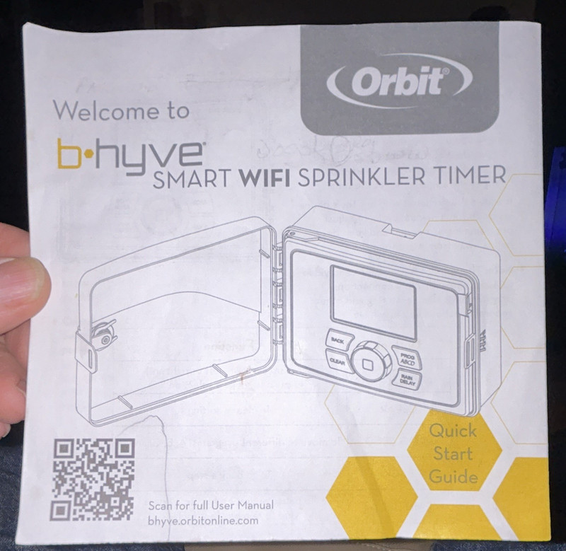 Orbit B-hyve Wi-Fi Smart Sprinkler Controller Timer w/ Quick Start Guide