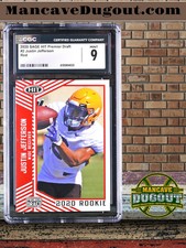 Justin Jefferson — 2020 SAGE HIT Premier Draft Red #2 - Rookie Card (RC) - CGC 9. rookie card picture