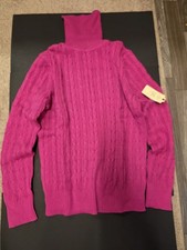 Image of St John's Classic Cable Sweater New With Tags- Festival Fuchsia- Size Large
