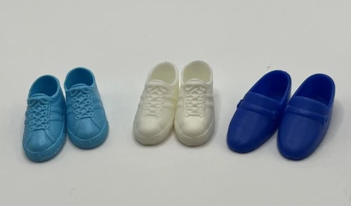 Barbie’s Ken Doll 3 Pair Of Shoes White Tennis Blue Tennis Royal Blue Dress Shoe