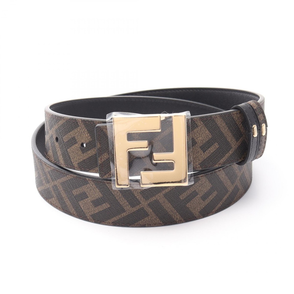 FENDI FF logo buckle belt 7C0424AGR9F18I090 leather Black Brown