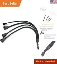 4-Way PWM Fan Splitter Cable - 4Pin Black Sleeved Extension 27cm for PC Fans