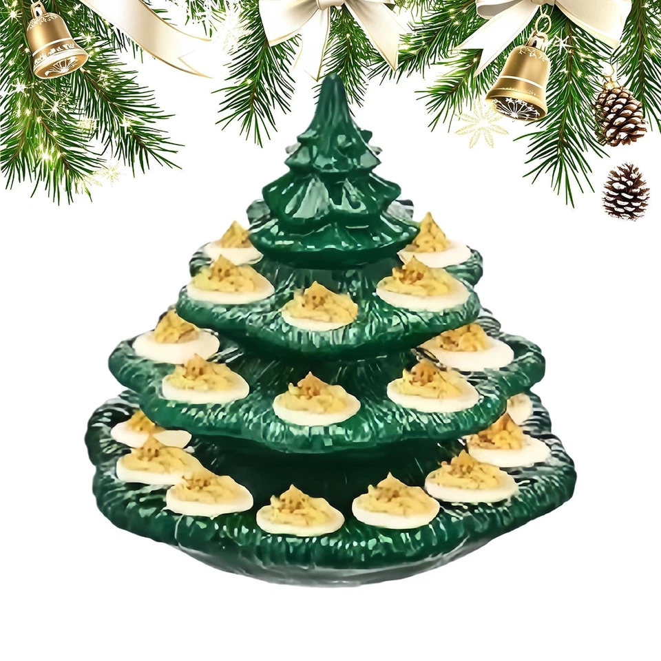 Bandejas para huevos de Navidad con forma de árbol de Navidad de 4 niveles con capacidad para 26 agujeros Foto 2 de 4