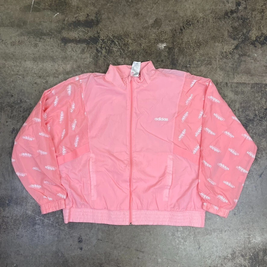 Pink adidas hotsell windbreaker womens