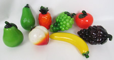 Lot of 8 Vtg Murano Style Hand Blown Art Glass FRUIT Grapes, Orange, Pear, etc.
