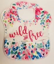 Bumkins Baby Bib Floral Design Wild & Free Hoop & Loop Pocket