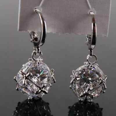 4Ct Lab Created Diamond Attractive Drop & Dangle Earrings 14K White Gold Finish
