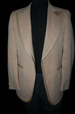 Vintage Tuxedo Coat Light Peach DJ Polyester Huge wide lapels Disco TUXXMAN