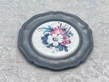 Wandteller Teller Zinn Keramikplatte Keramik Blumen kleiner bedruckter Platte