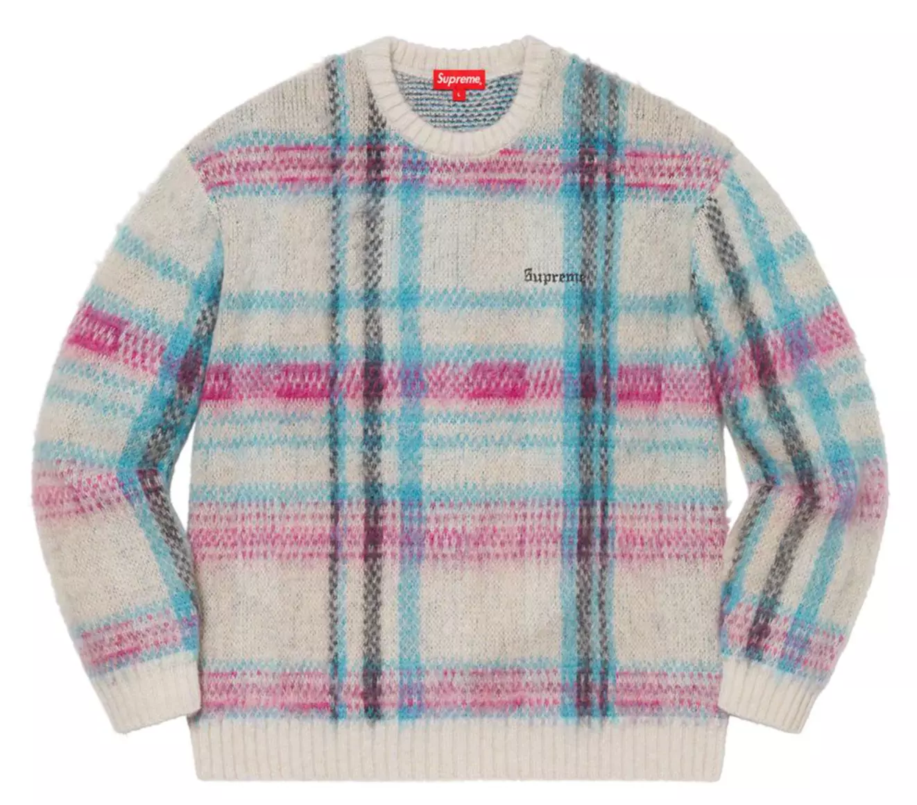 PULL À CARREAUX BROSSÉ FW20 SUPREME BLANC TAILLE XL (Boîte #7)